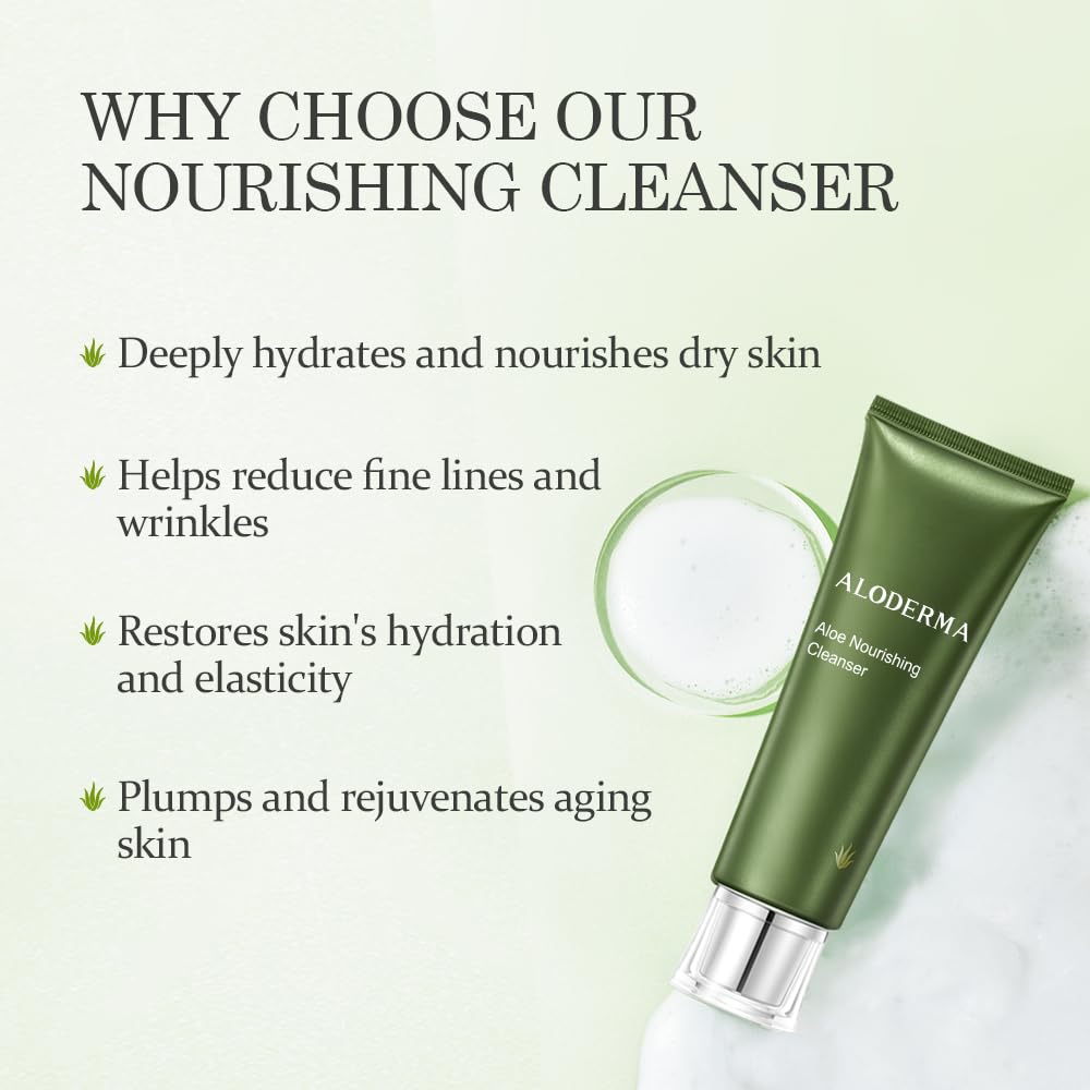 Aloderma mousse-nettoyante legere purifie sans dessécher pour une peau rafraîchie.