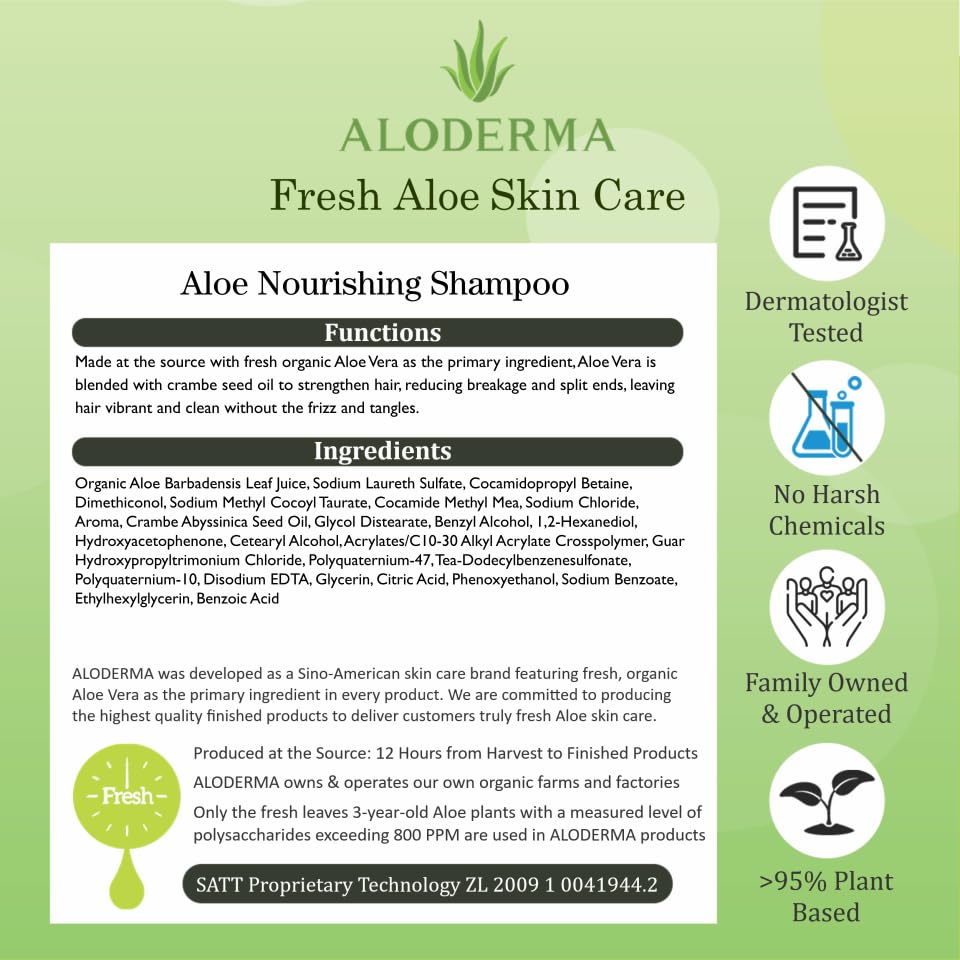 Cheveux secs mouilles apres lavage avec Aloderma Aloe Nourrissant