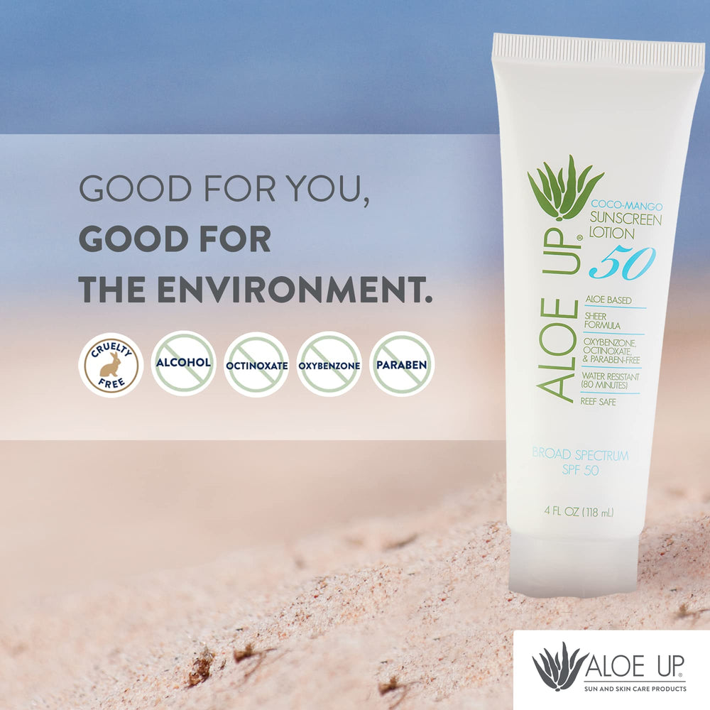 Aloe Up SPF50, formulation sans oxybenzone et octinoxate.