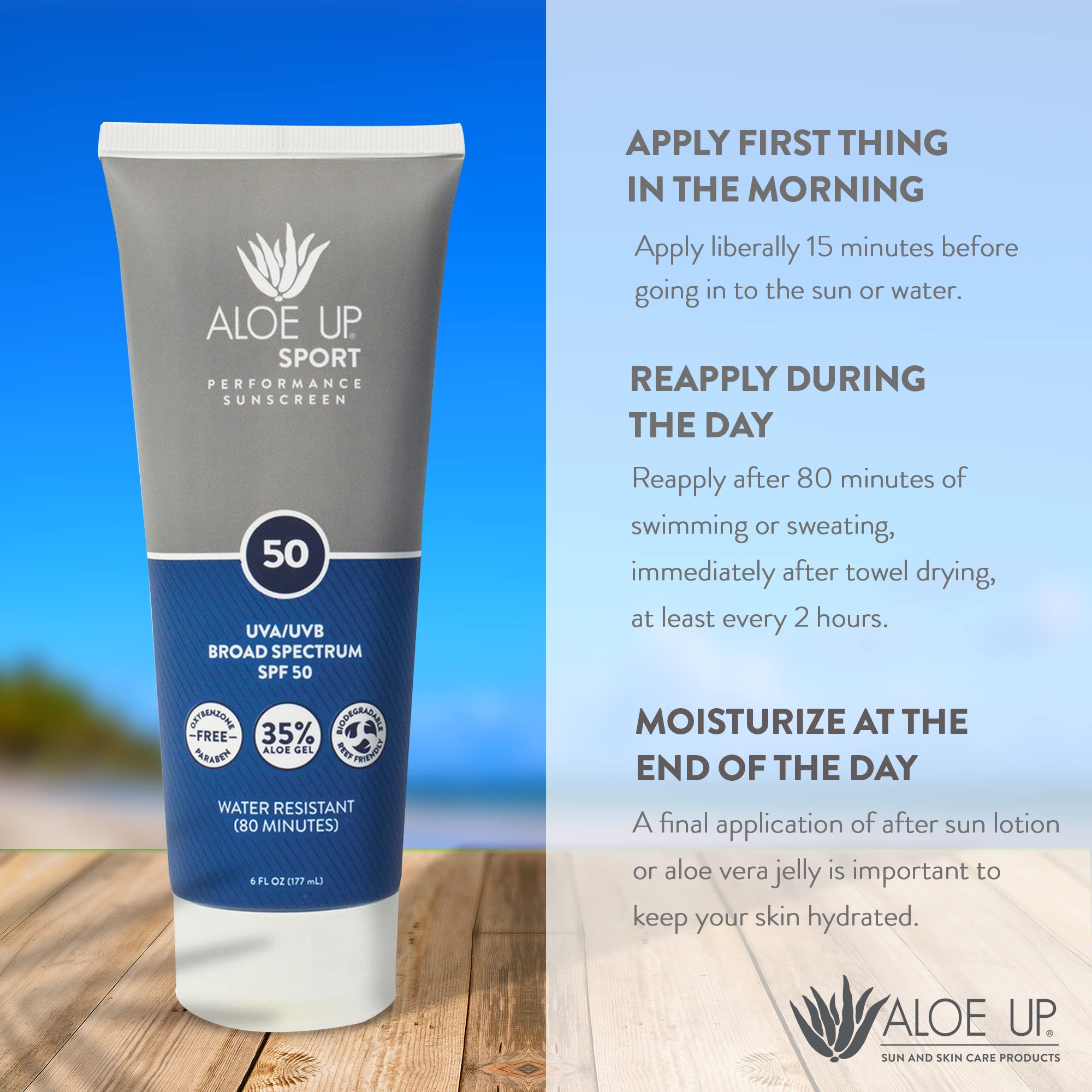 Aloe Up Sport Formule sans alcool protège tout en douceur.