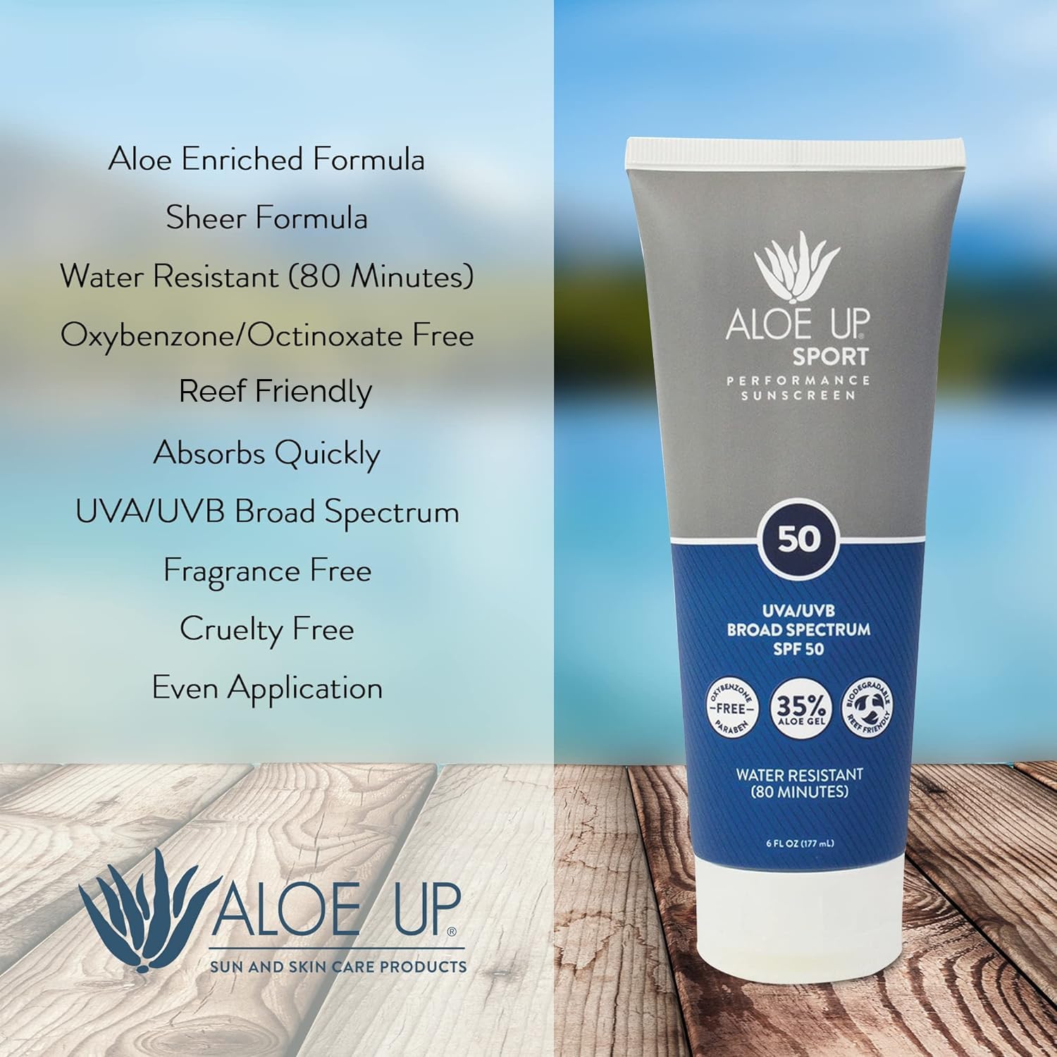 Aloe Up Sport Gel d’Aloé Vera 35% offre une hydratation durable.