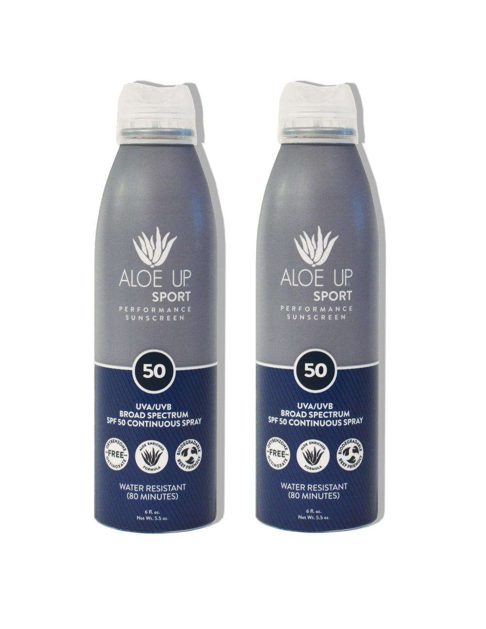 Aloe Up Sport Spray SPF50, application rapide sur visage et corps.