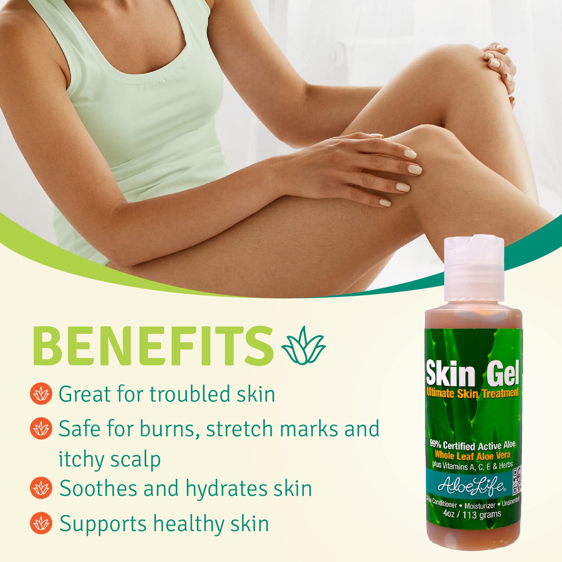 Aloe Life ingrédients : vitamines A, C et E pour la peau et les cheveux.