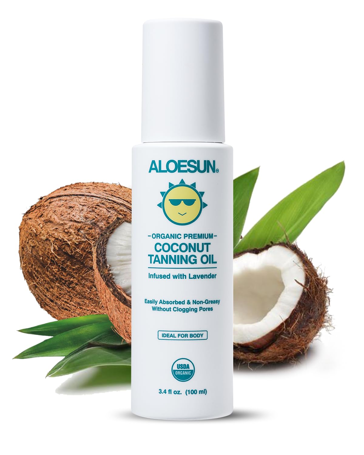 ALOESUN bouteille huile coco bronzage: effet hâlé nourrissant et durable.