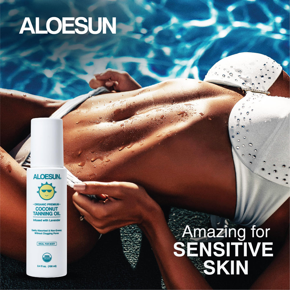 ALOESUN huile coco lavande infusée: absorption rapide et peau douce.