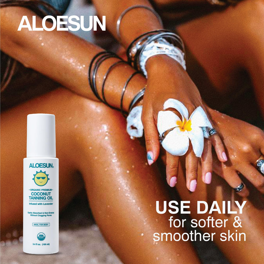 ALOESUN massage huile coco: utilisation polyvalente pour massage et détente.