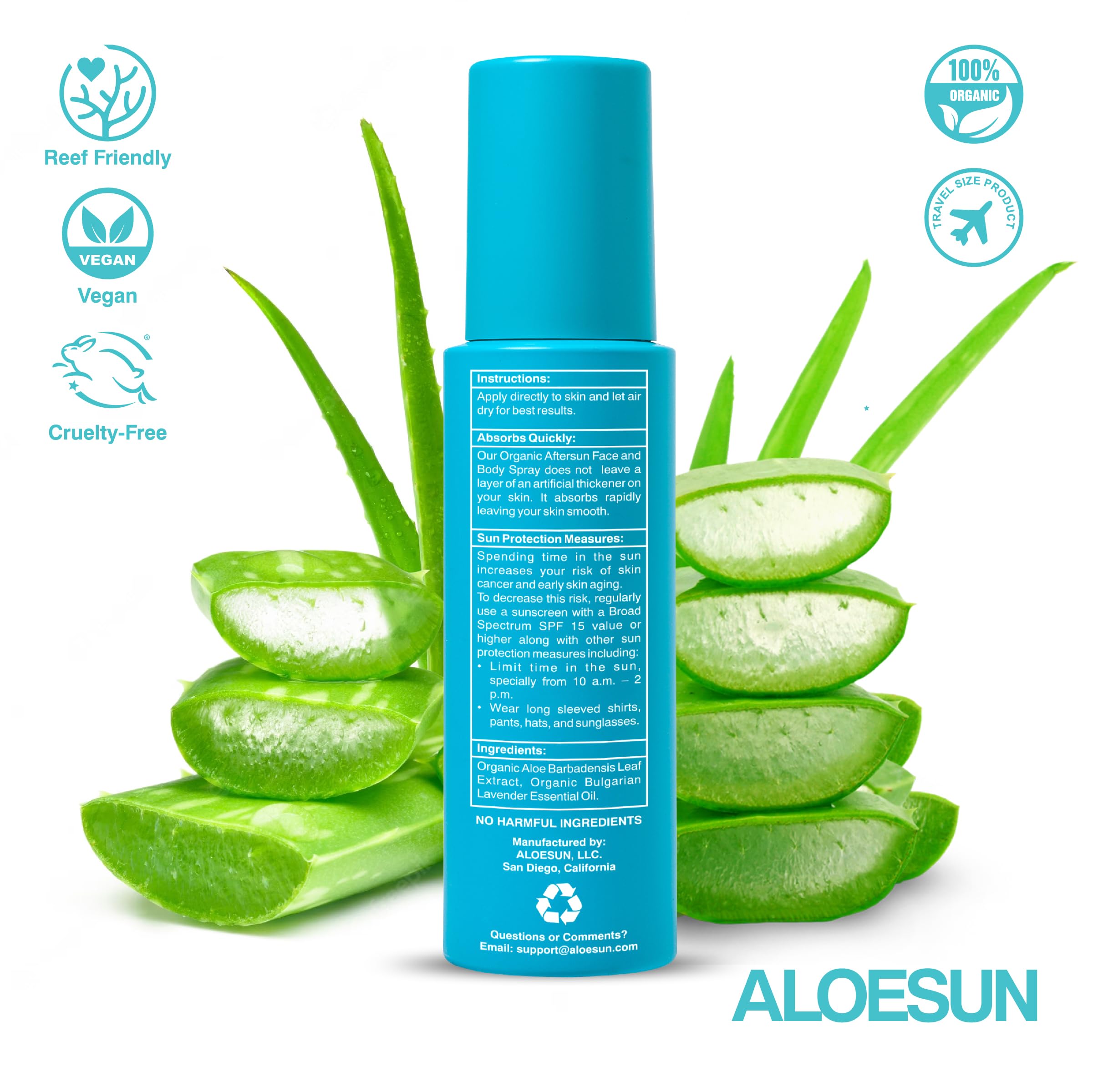 ALOESUN Soin peau nourrie et revitalisée après soleil.