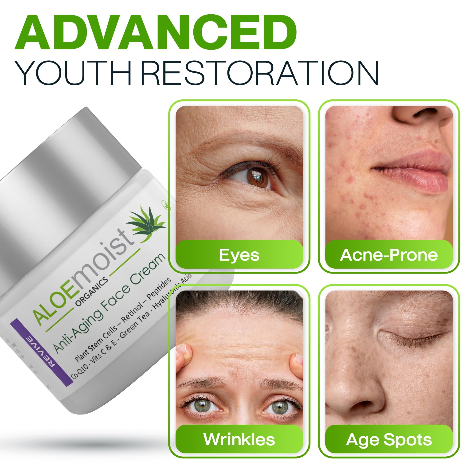 Crème visage AloeMoist Revive avec absorption rapide et fini non gras.