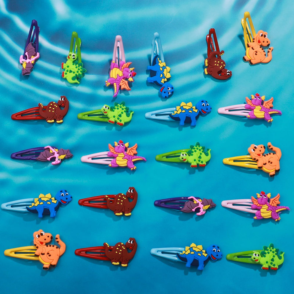 Barrettes dinosaure Alomois pour une coiffure rapide et amusante.
