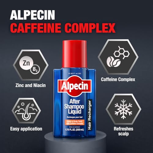 Alpecin Caféine : application sur cuir chevelu, convient aux jours sans lavage.