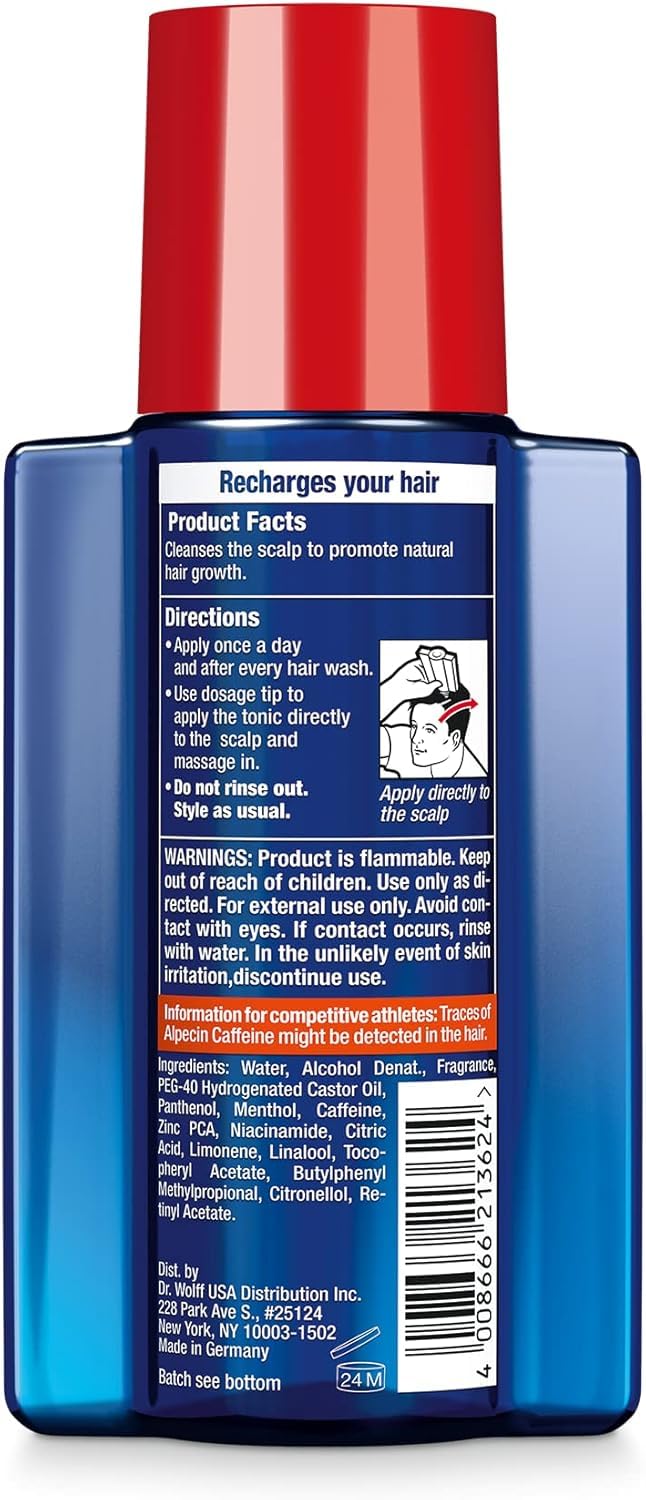 Cheveux fins pouvant paraître plus volumineux après l’utilisation d’Alpecin.