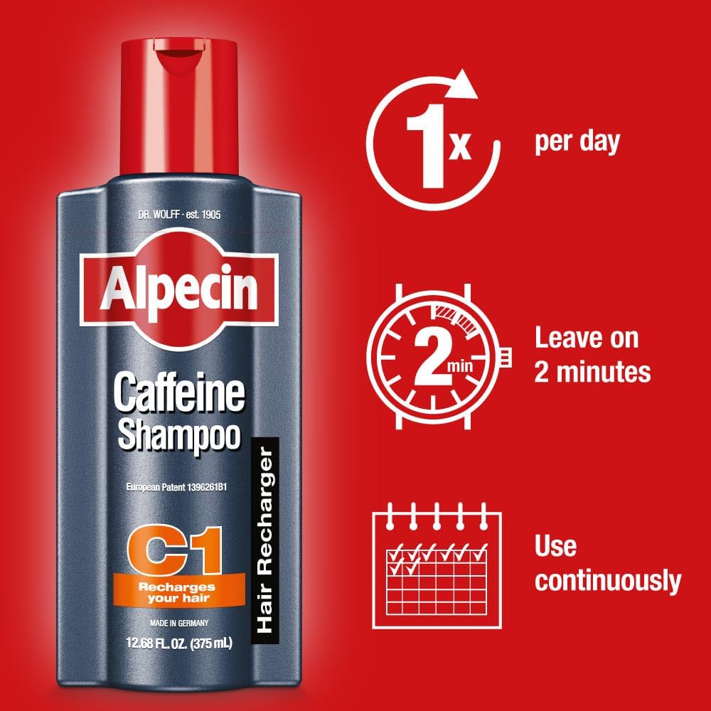Alpecin C1 Shampoing Caféine : Massage du cuir chevelu, sensation de fraîcheur.