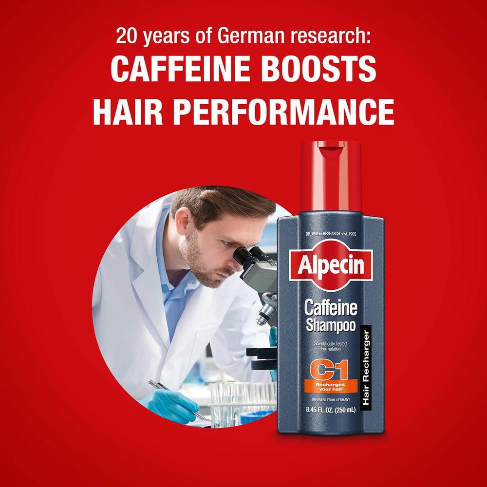 Alpecin C1 Shampoing Caféine : Utilisation quotidienne pour cheveux plus épais et pleins.