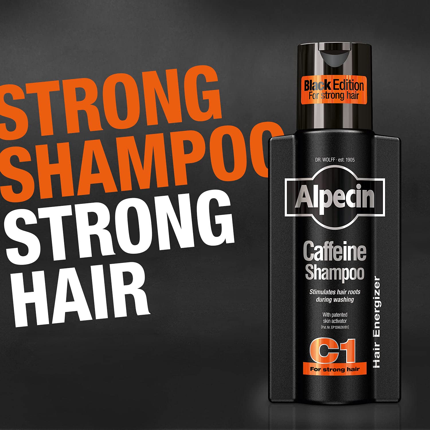 Alpecin C1 Black Edition – application rapide pour cheveux plus dynamiques après lavage.