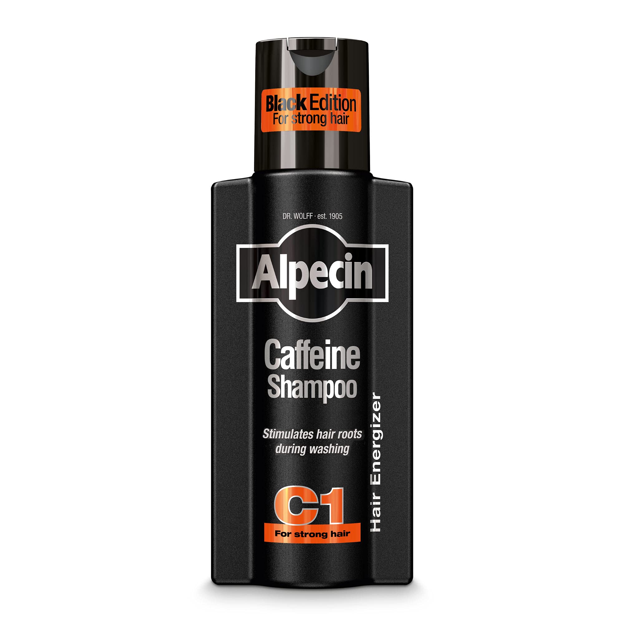 Alpecin C1 Black Edition – bouteille énergisante pour cheveux et cuir chevelu.