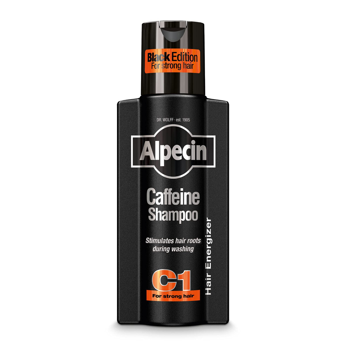 Alpecin C1 Black Edition – bouteille énergisante pour cheveux et cuir chevelu.