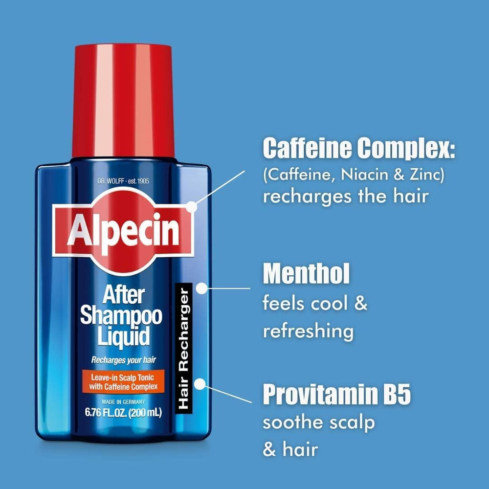 Main appliquant le shampoing Alpecin, sensation fraîche et nettoyage en profondeur.