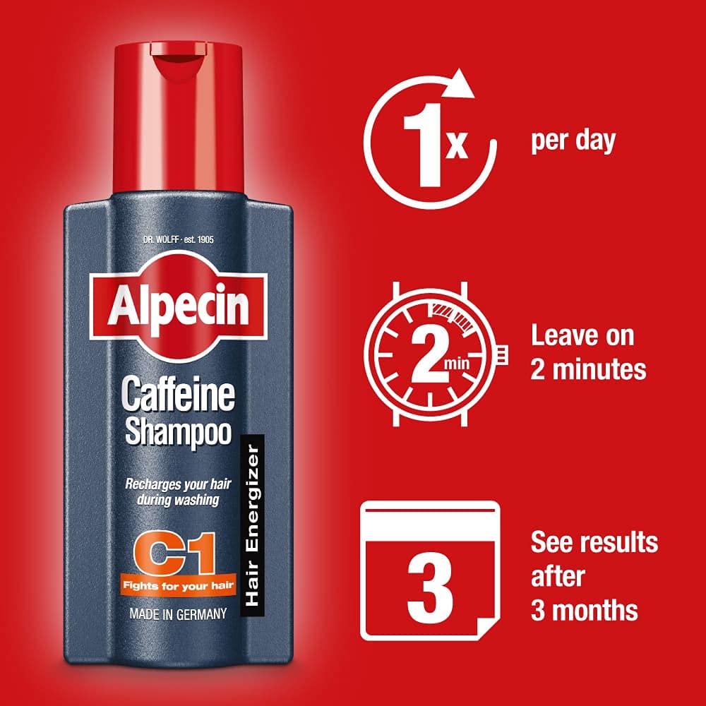 Brillance naturelle des cheveux après lavage avec Alpecin C1