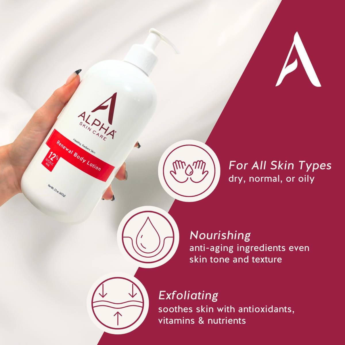 Lotion Corps Alpha Texture Crème: peau plus douce et uniformisée.