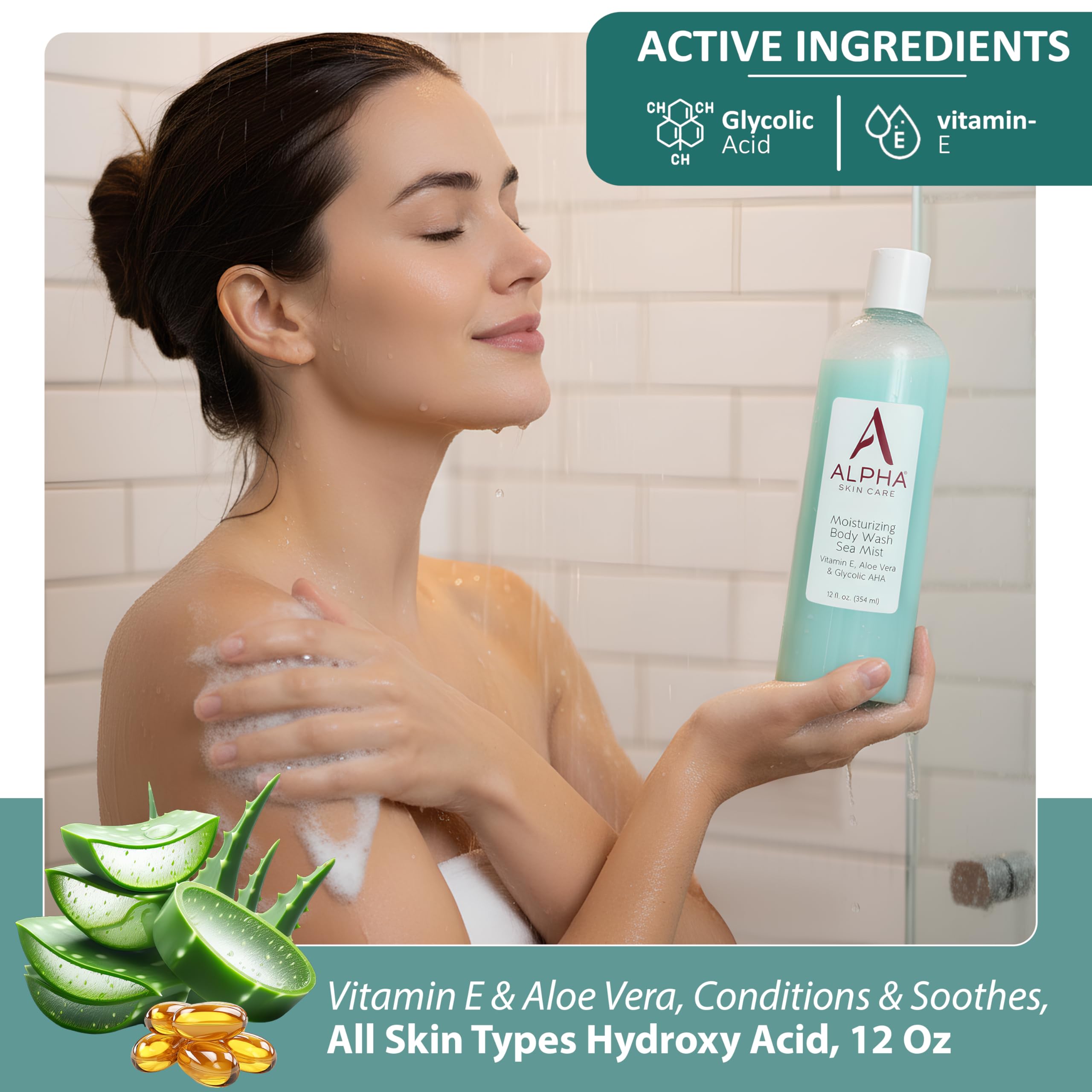 Alpha Skin Care: rituel quotidien de douche, peut soutenir une peau plus uniforme.