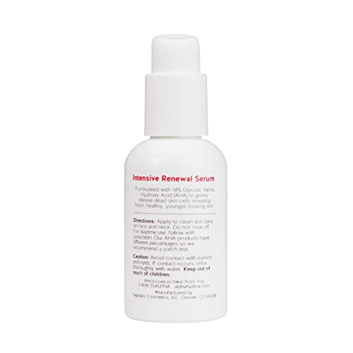Étiquette indiquant 14% Glycolic AHA, concentration clé pour l'exfoliation.