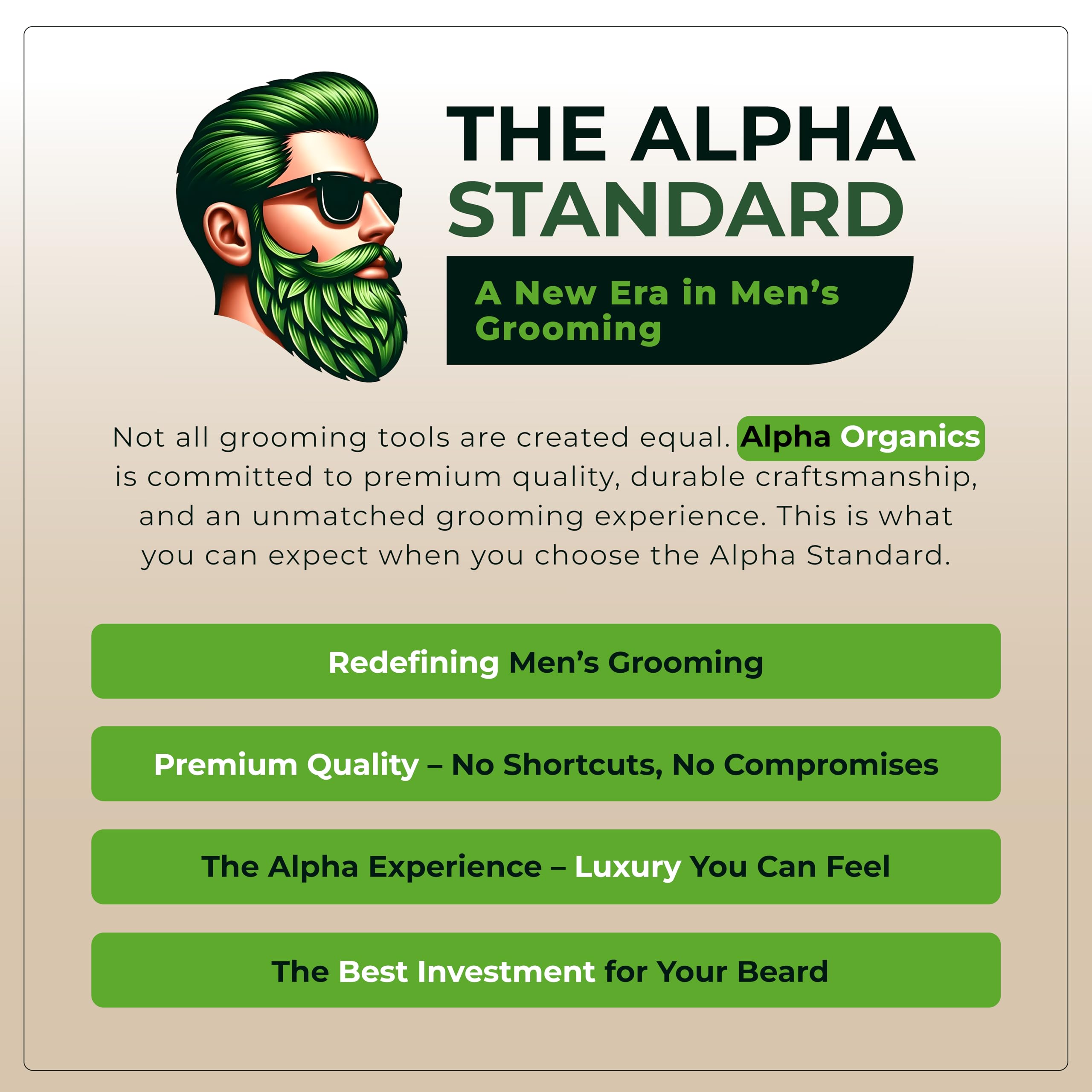 Brosse barbe Alpha Organics de qualité premium pour un soin quotidien.