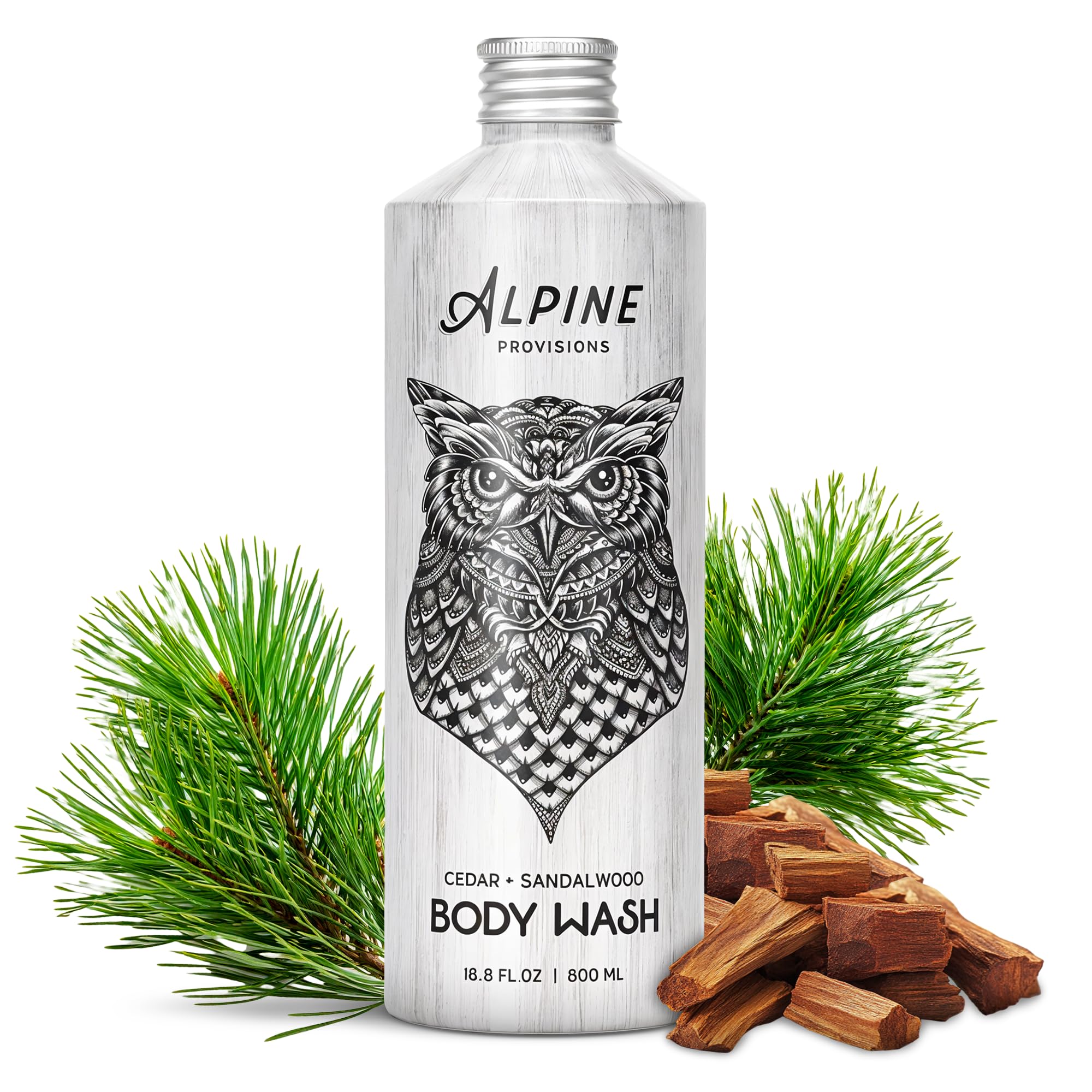 Alpine Provisions – bouteille aluminium recyclable, douche écologique et hydratante.