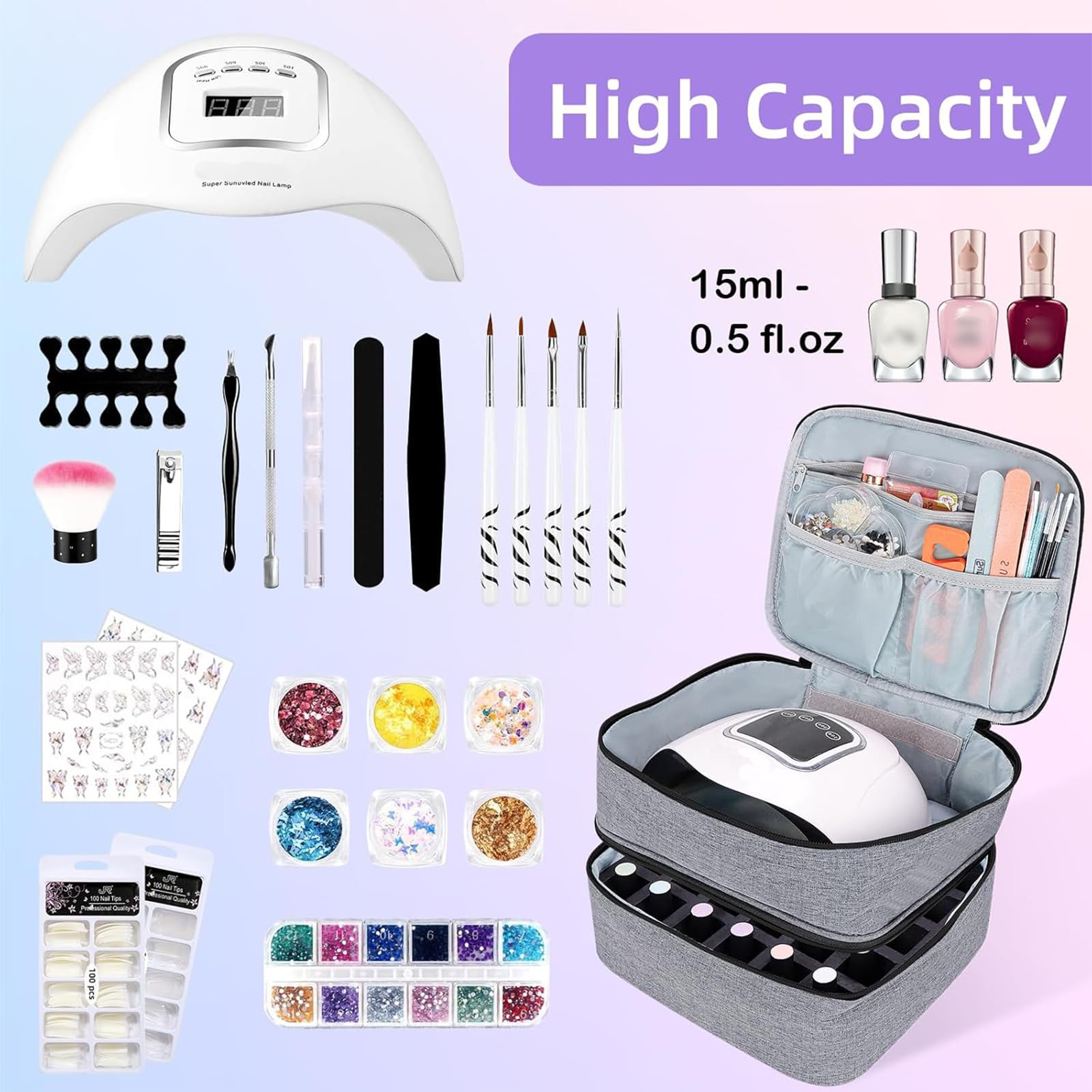 ALSLEA Organisateur-vernis-ongles gris bas diviseur amovible: compartiments modulables.