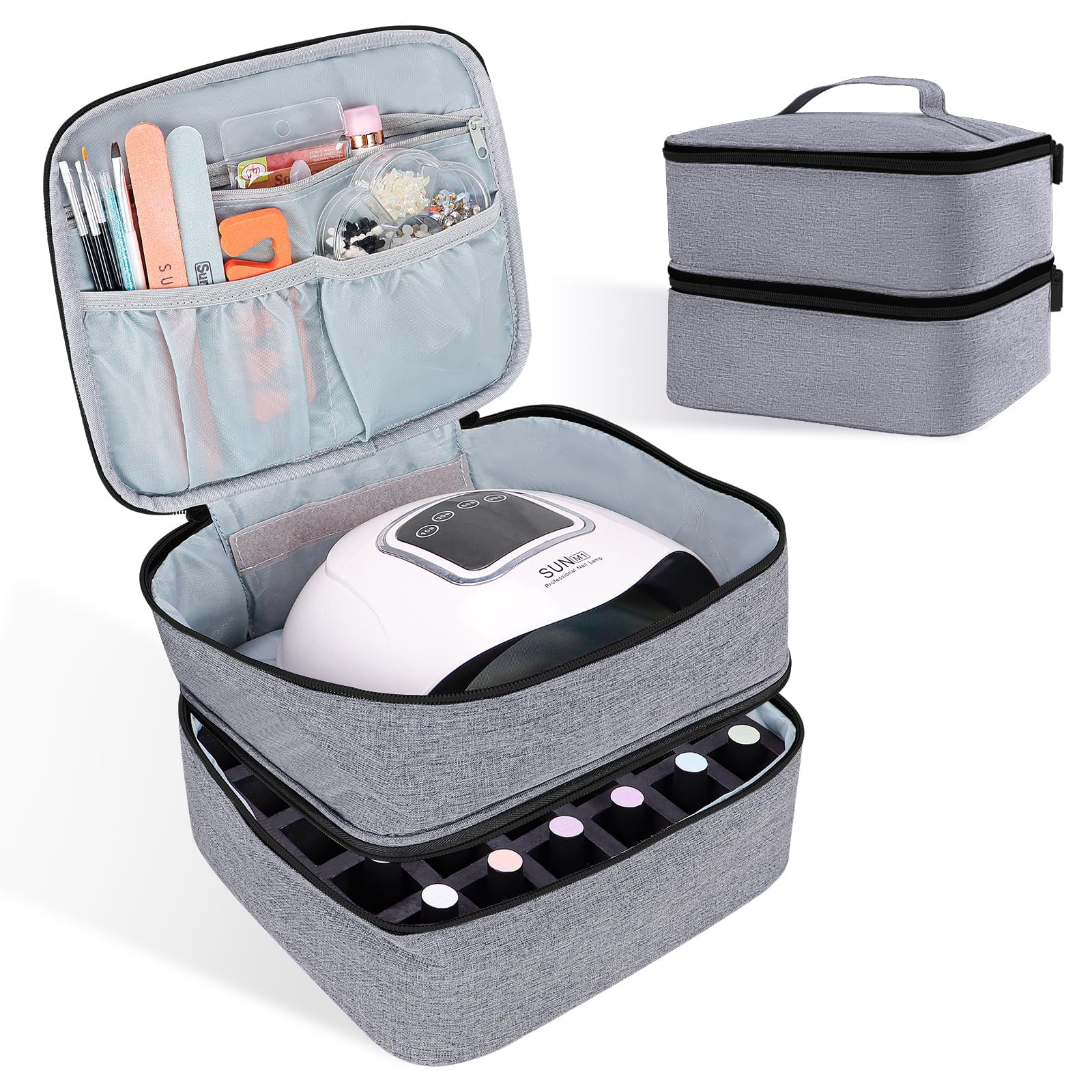 ALSLEA Organisateur-vernis-ongles gris double étage: rangement pratique pour 30 vernis.