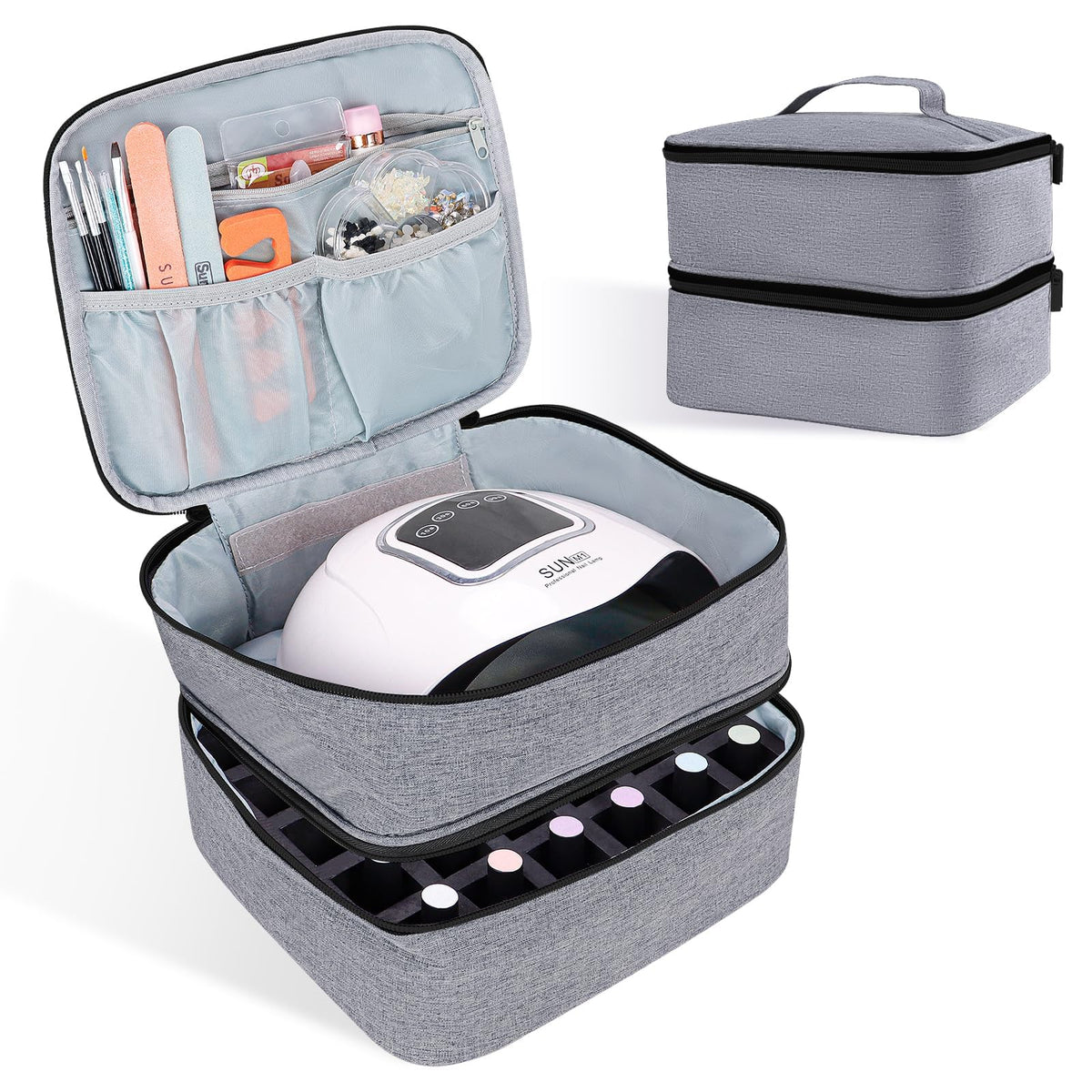 ALSLEA Organisateur-vernis-ongles gris double étage: rangement pratique pour 30 vernis.