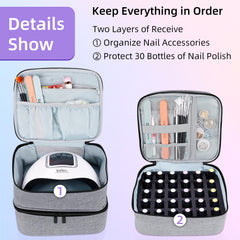 ALSLEA Organisateur-vernis-ongles gris protection chocs: fond en mousse protège les bouteilles.