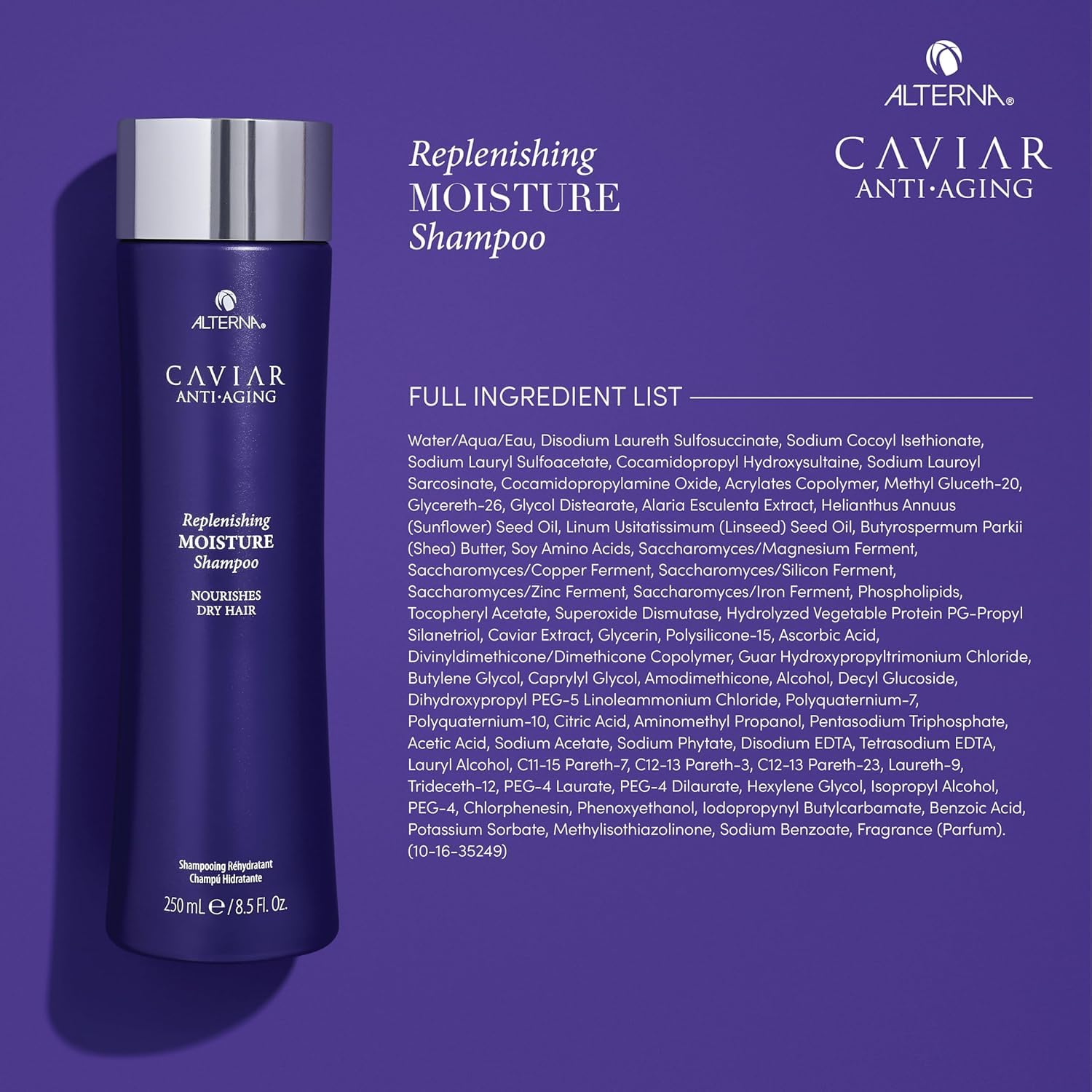 Flacon d'apres-shampoing Alterna Caviar Anti-Âge, démêlage facilité et douceur accrue.