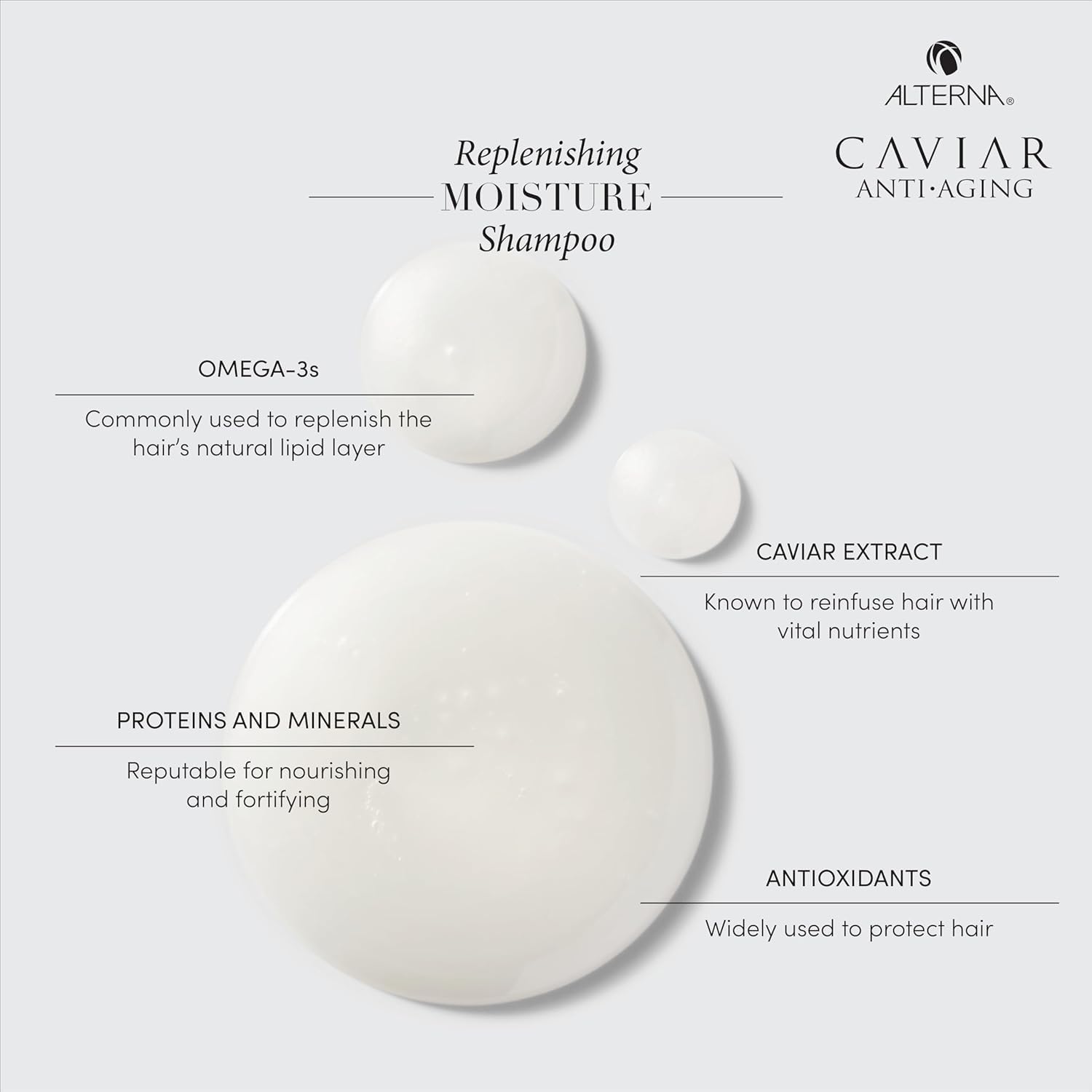 Extrait de caviar Alterna, ingrédient clé pour nourrir les cheveux.