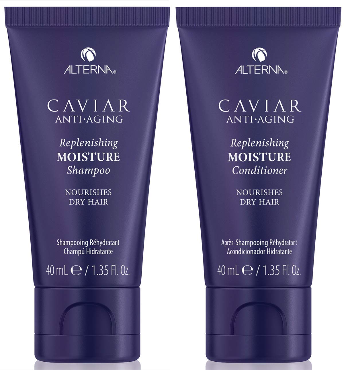 Flacon de shampoing Alterna Caviar Anti-Âge, hydratation en profondeur pour cheveux secs.