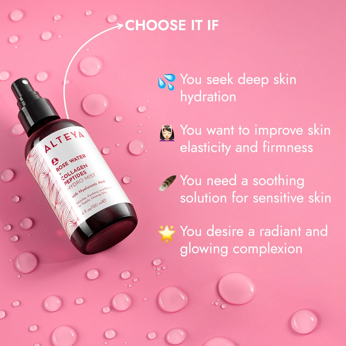 Alteya Organics brume visage à la rose, pulvérisation légère pour une sensation vivifiante
