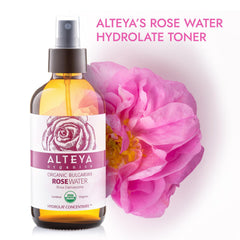 Brume d'eau de rose Alteya Organics: vaporisation légère pour peau fraîche tout au long de la journée.