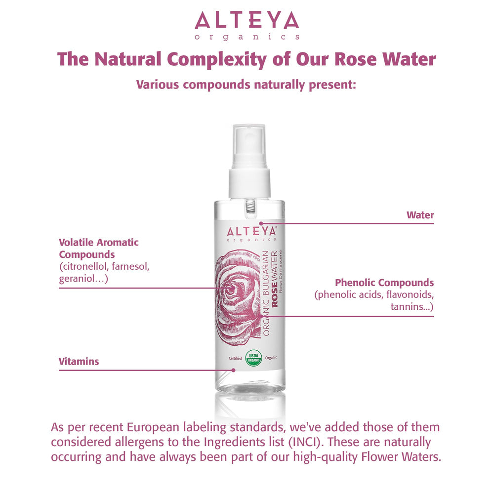 Alteya Organics bouteille pulvérisateur, pratique pour vaporiser sur le visage.