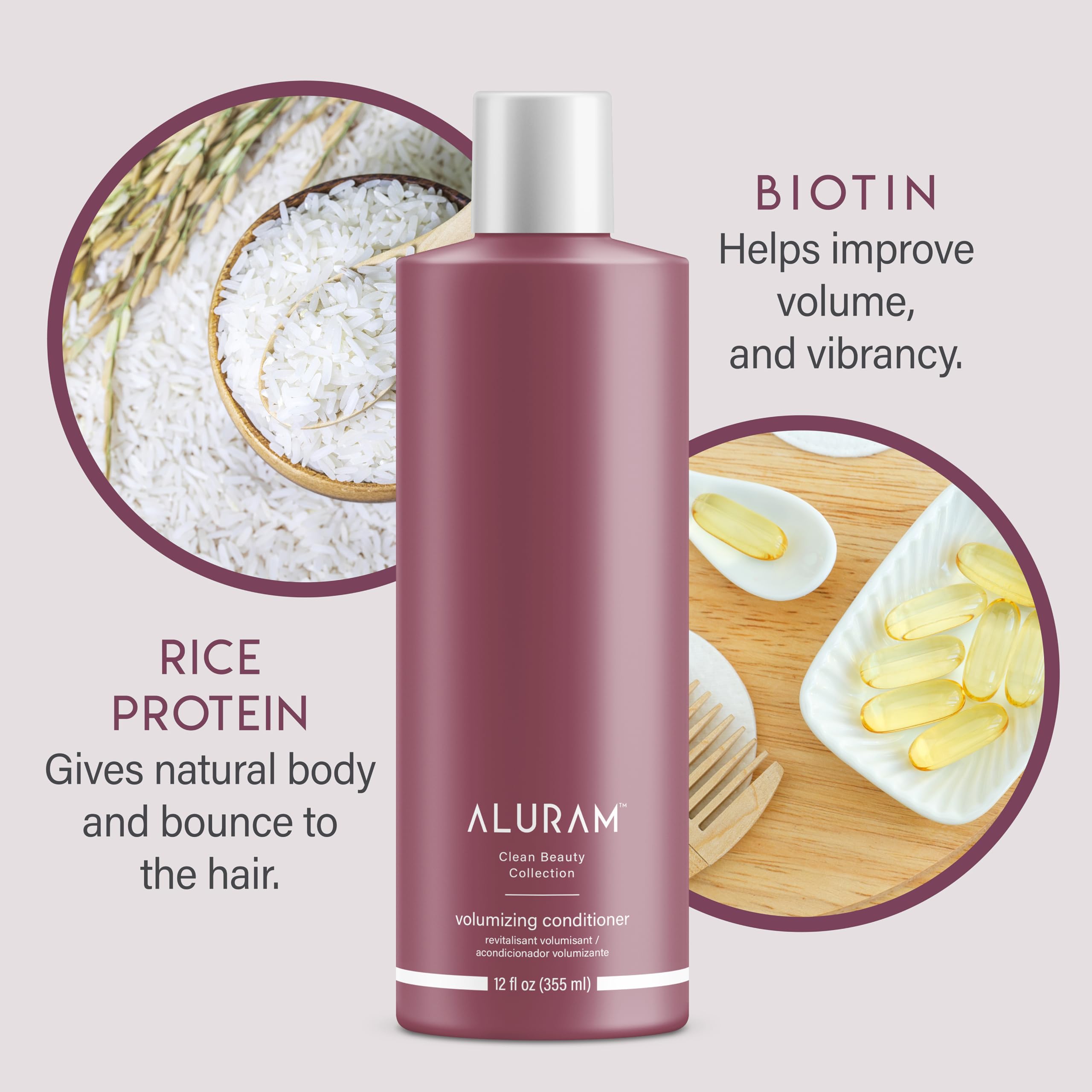 ALURAM Conditionneur Volume: texture crème qui glisse facilement et démêle sans lourdeur.