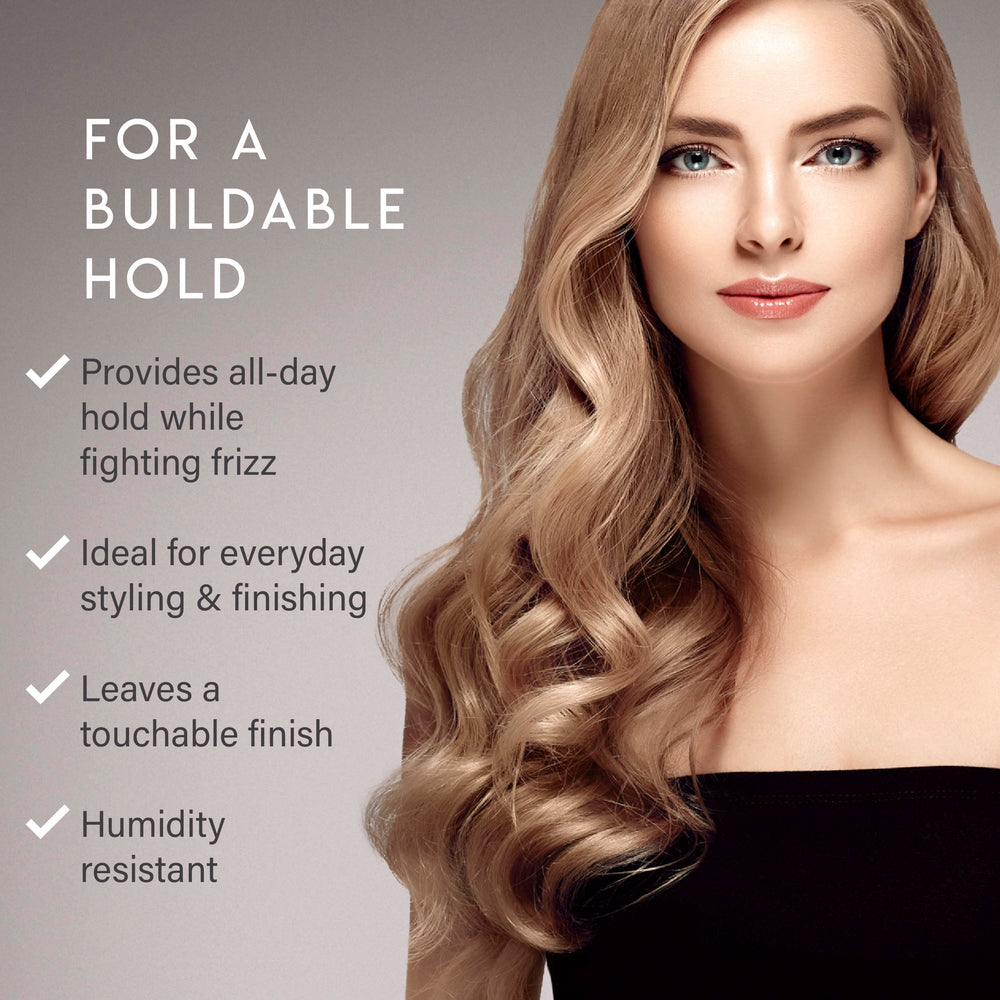ALURAM Finishing Spray protège contre l'humidité et les frisottis pour tous types de cheveux.