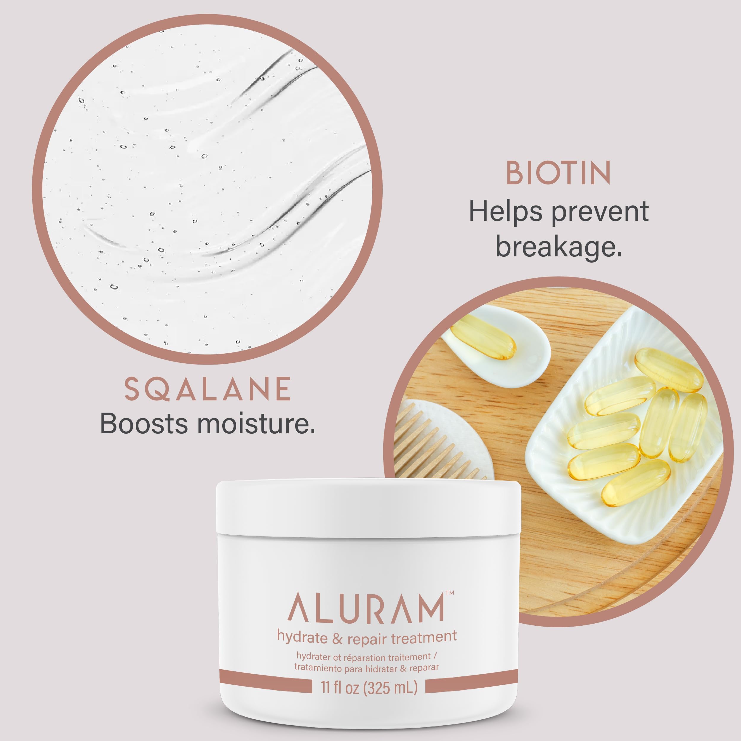 ALURAM Formule nourrissante, mélange d'huiles pour nourrir sans alourdir les cheveux.