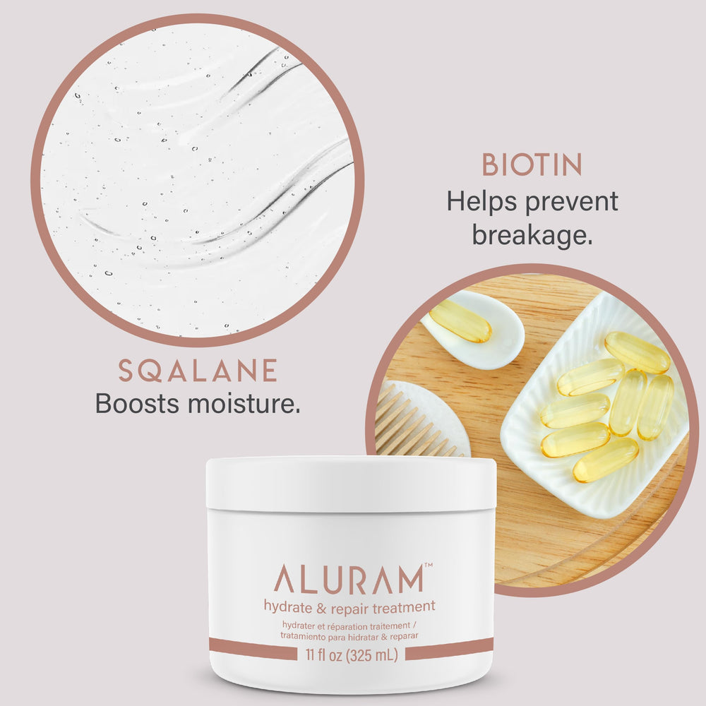 ALURAM Formule nourrissante, mélange d'huiles pour nourrir sans alourdir les cheveux.