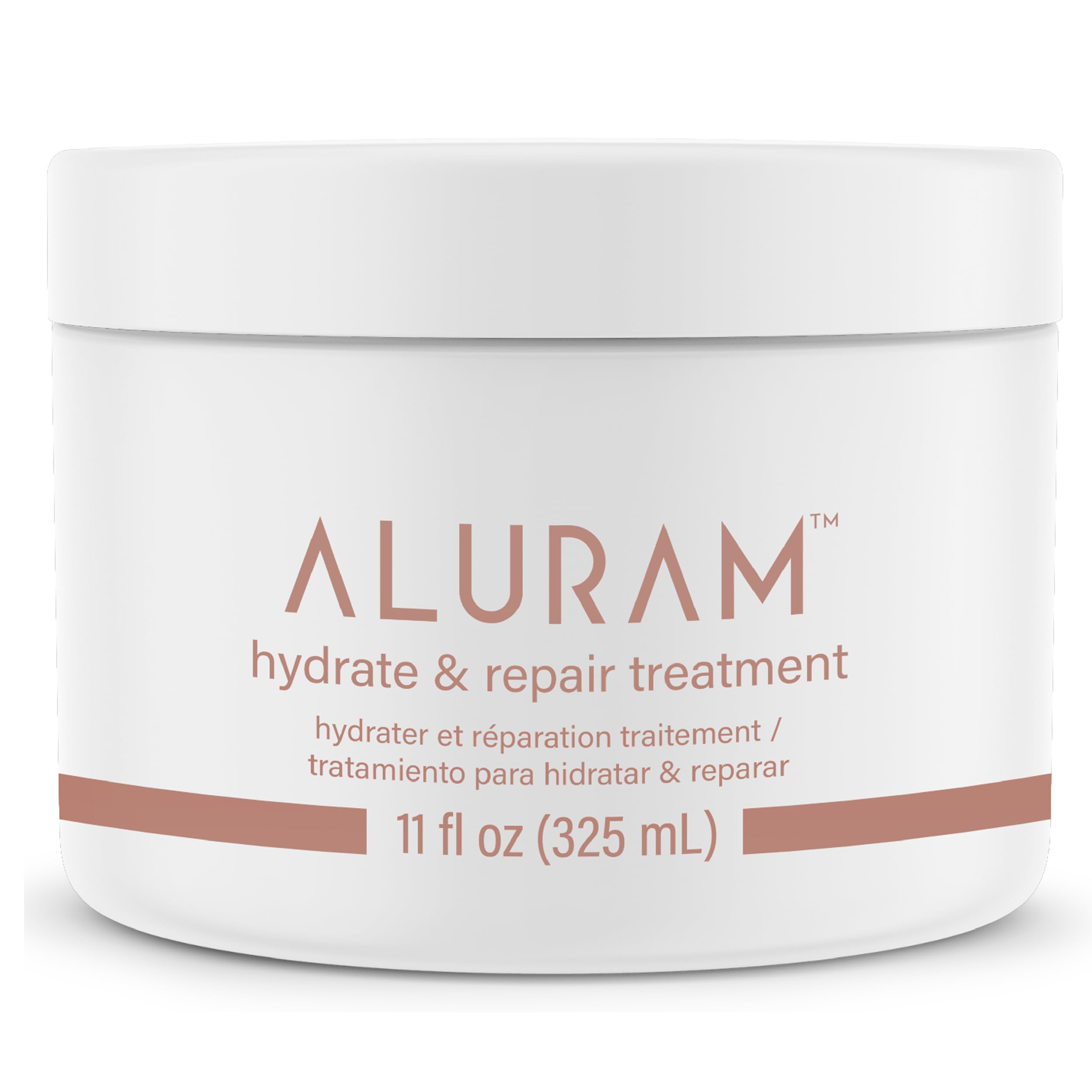 ALURAM Hydrate & Repair, flacon soin cheveux abîmés offrant hydratation en profondeur.