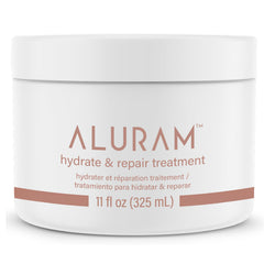 ALURAM Hydrate & Repair, flacon soin cheveux abîmés offrant hydratation en profondeur.