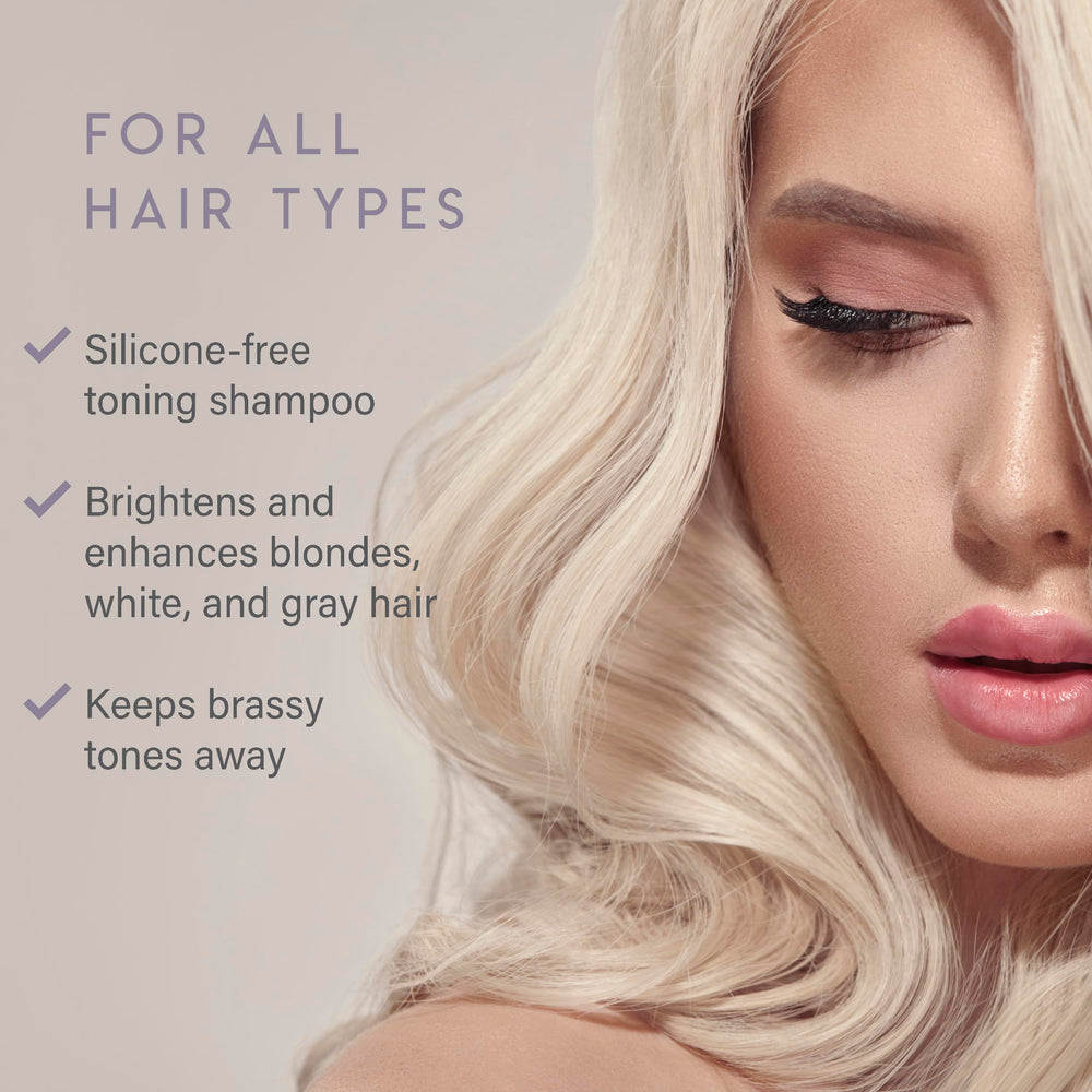 ALURAM Shampooing violet neutralise les tons jaunes pour un blond frais.