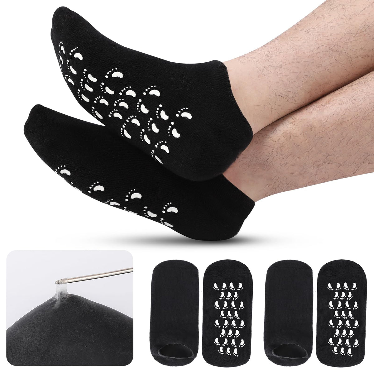 Chaussettes ALUROICE en silicone pour hydratation ciblée des pieds, ensemble de deux paires.