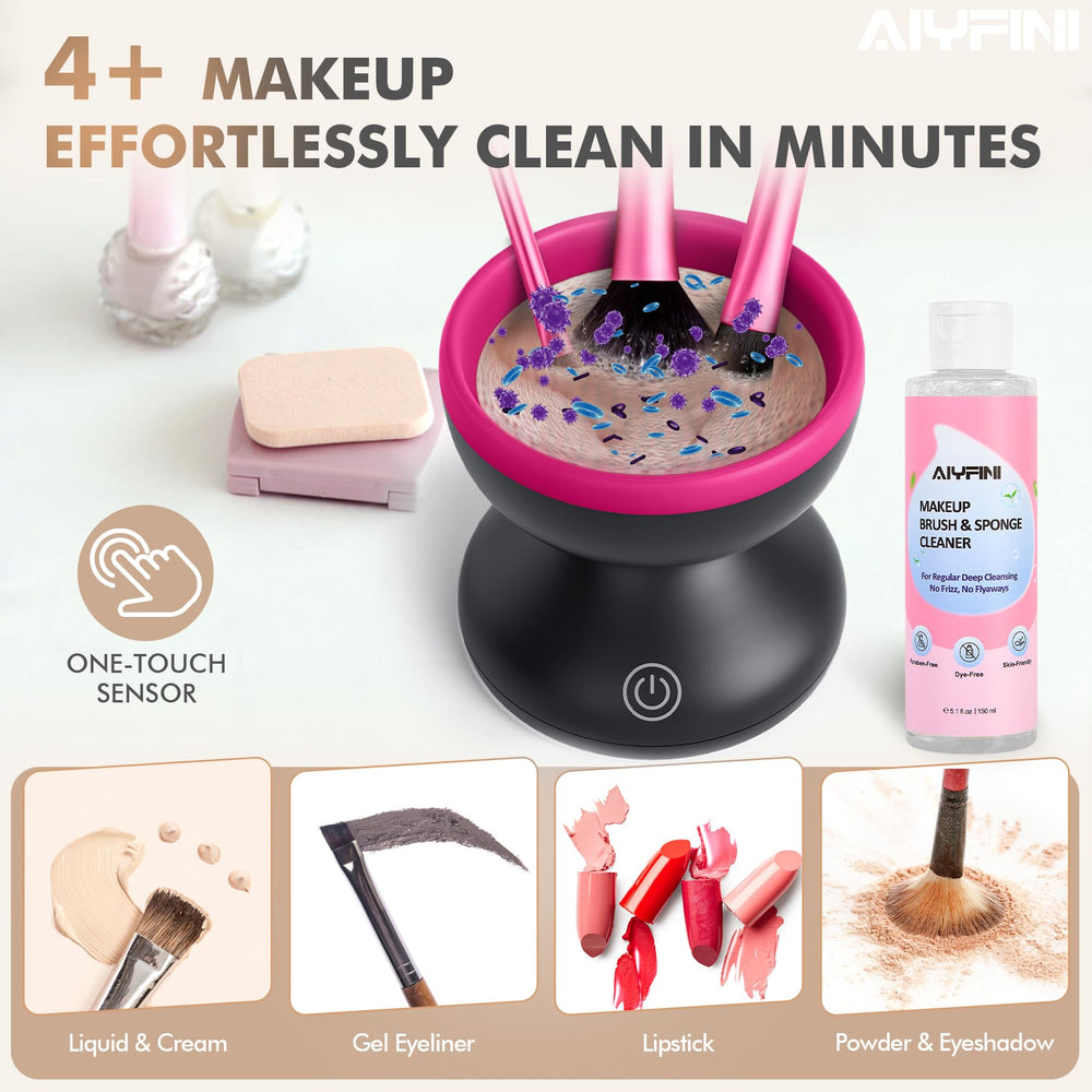 Alyfini rotation rapide assure un nettoyage homogène des pinceaux maquillage
