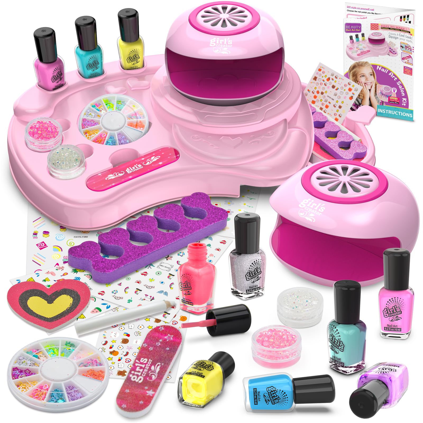 Amagoing kit-manucure-enfant avec table de rangement et outils pour créations propres