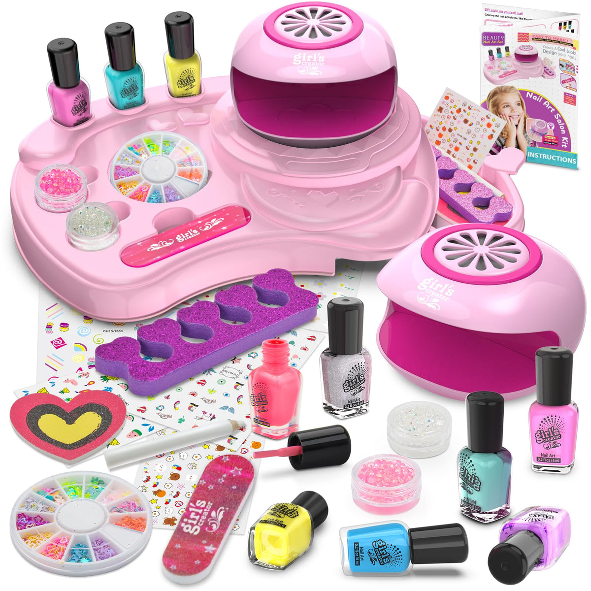Amagoing kit-manucure-enfant avec table de rangement et outils pour créations propres