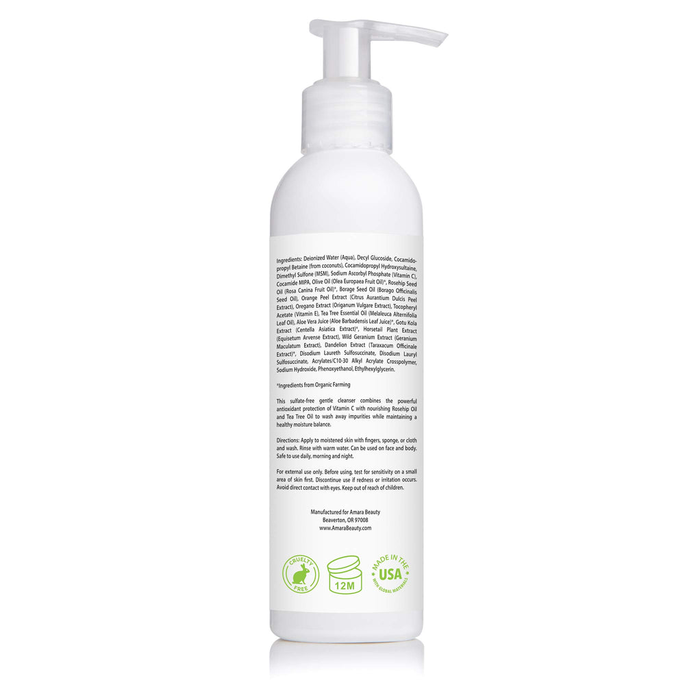 Amara Beauty Ingrédients Aloé Vera et huile de rose musquée nourrissent la peau
