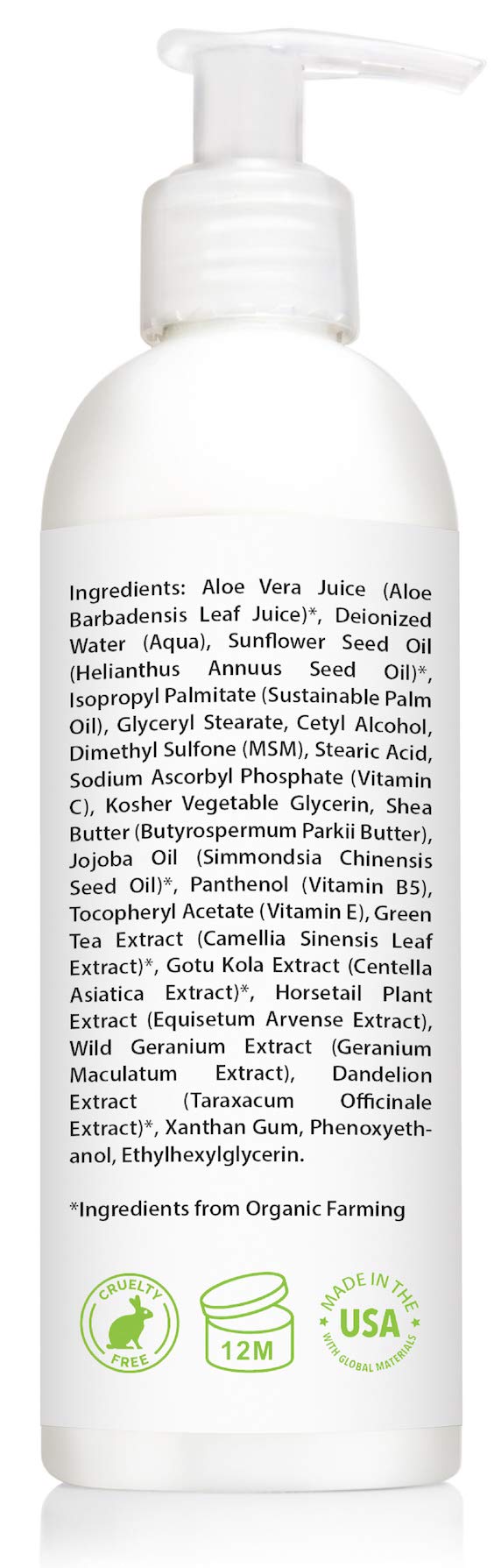 Amara Beauté Lotion Vitamine C ingrédients premium sans parabènes ni colorants, cruelty-free.